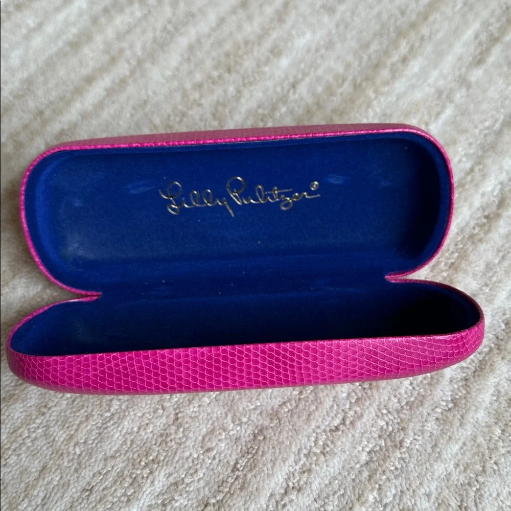 Lilly Pulitzer Hot PINK Fuchsia Clamshell Eyeglass Case Hardcase Snake Reptile